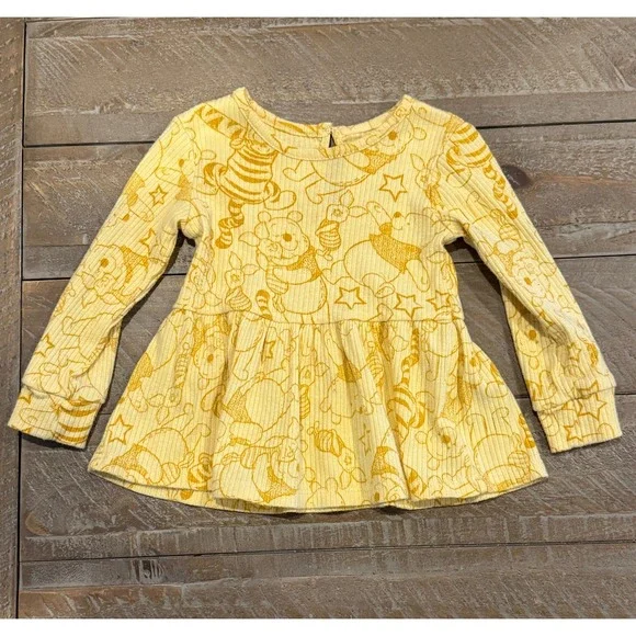 Disney Winnie the Pooh Yellow Ribbed Top & Leggings Set – Size 18‎ Months - Picture 6 of 12